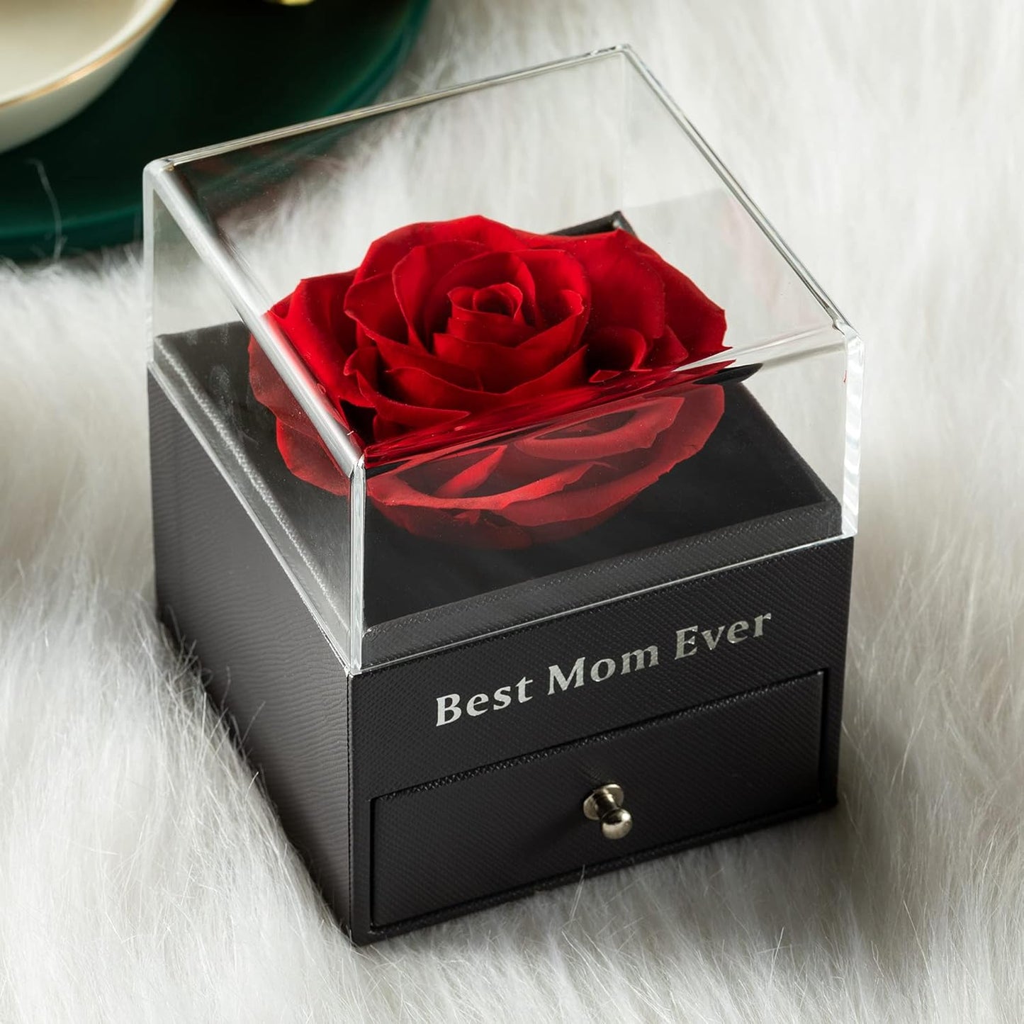 Mothers Day Gift Preserved Real Rose Preserved Rose Flower with Necklace 100 Languages Gift, Enchanted Real Rose Flower for Mother'S Day Gifts for Her (Red)
