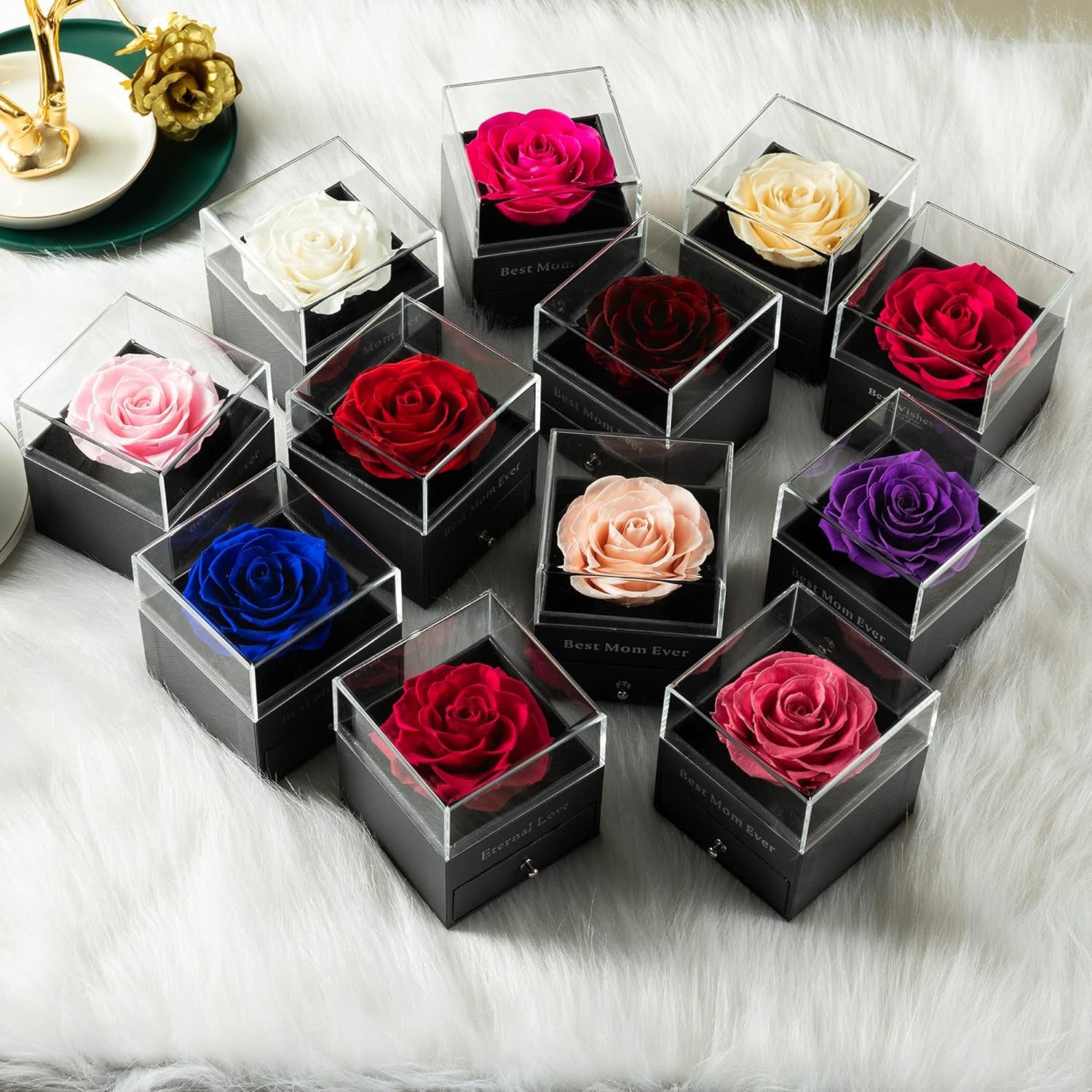 Mothers Day Gift Preserved Real Rose Preserved Rose Flower with Necklace 100 Languages Gift, Enchanted Real Rose Flower for Mother'S Day Gifts for Her (Red)